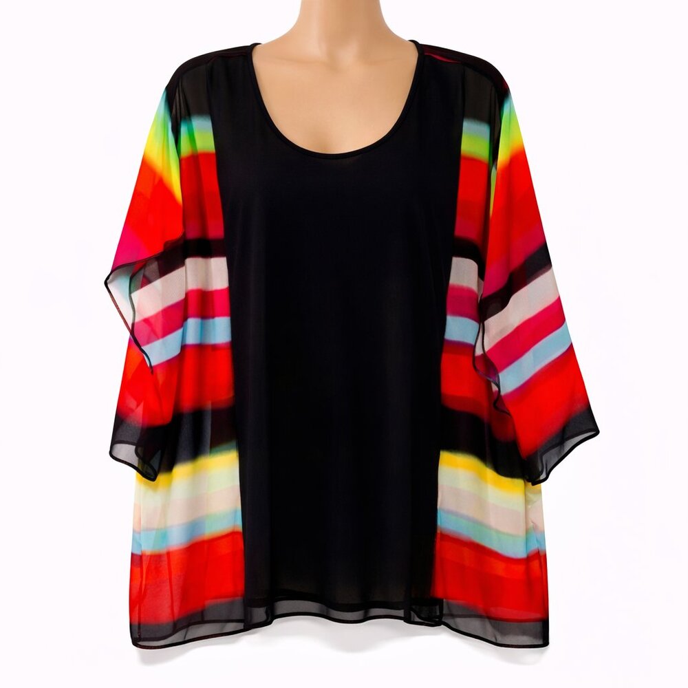 Annalee + Hope Sheer Multicolor Swimsuit Cover-Up | Beach Topper | Size L